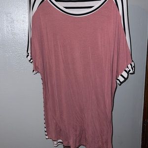 Rolled sleeve color block blouse